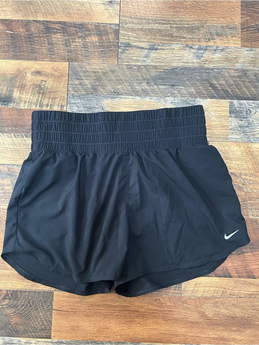 Nike Women's Black Athletic Running Shorts with Smocked Waistband